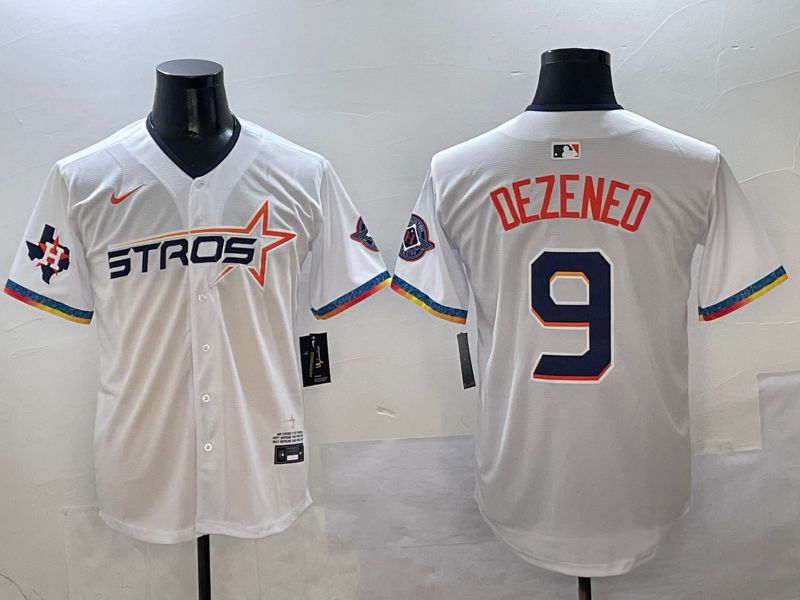 Men Houston Astros #9 Dezeneo White Fourth generation Joint Name Nike 2025 MLB Jersey style 7
